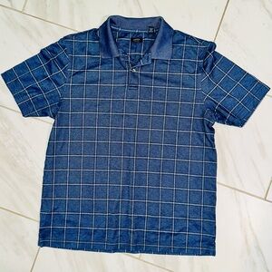 Arrow Polo Shirt Mens Size M Blue Checkered Cotton Blend Short Sleeve